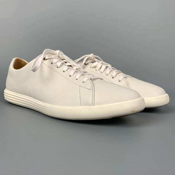 COLE HAAN Light Gray Leather Low Top Sneakers - Picture 2 of 6